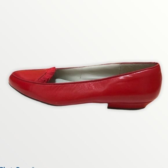 PAPPAGALLO Vintage Genuine Leather Red Flats - Picture 2 of 8